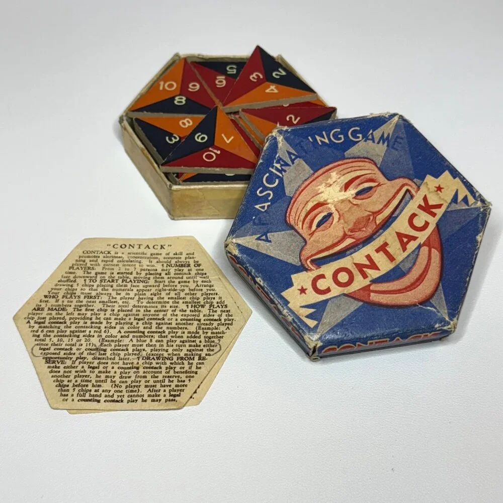 1939 Contack Game Original Dominos Family Board Game